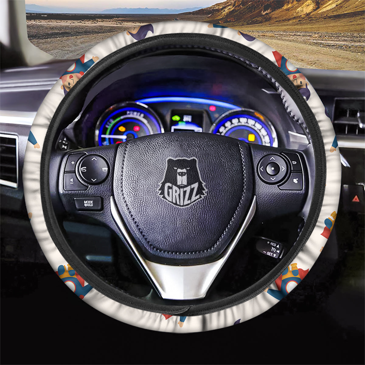 Cute Baby Hero Print Pattern Car Steering Wheel Cover-grizzshop