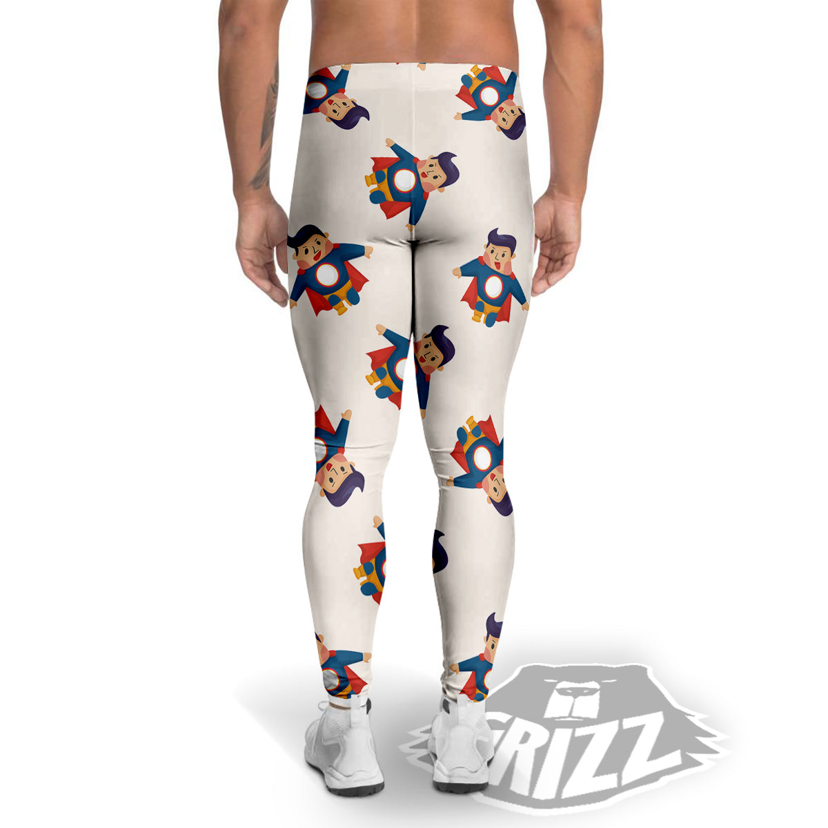 Cute Baby Hero Print Pattern Men's Leggings-grizzshop