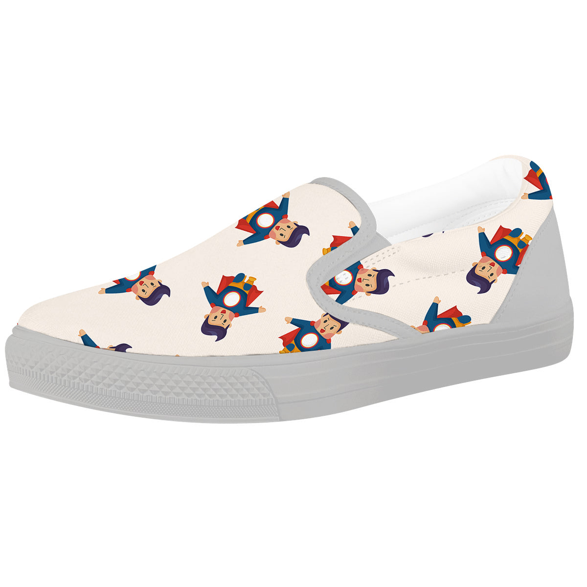 Cute Baby Hero Print Pattern White Slip On Shoes-grizzshop