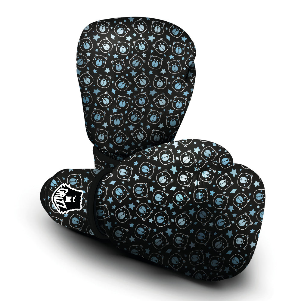 Cute Bear Black Print Pattern Boxing Gloves-grizzshop
