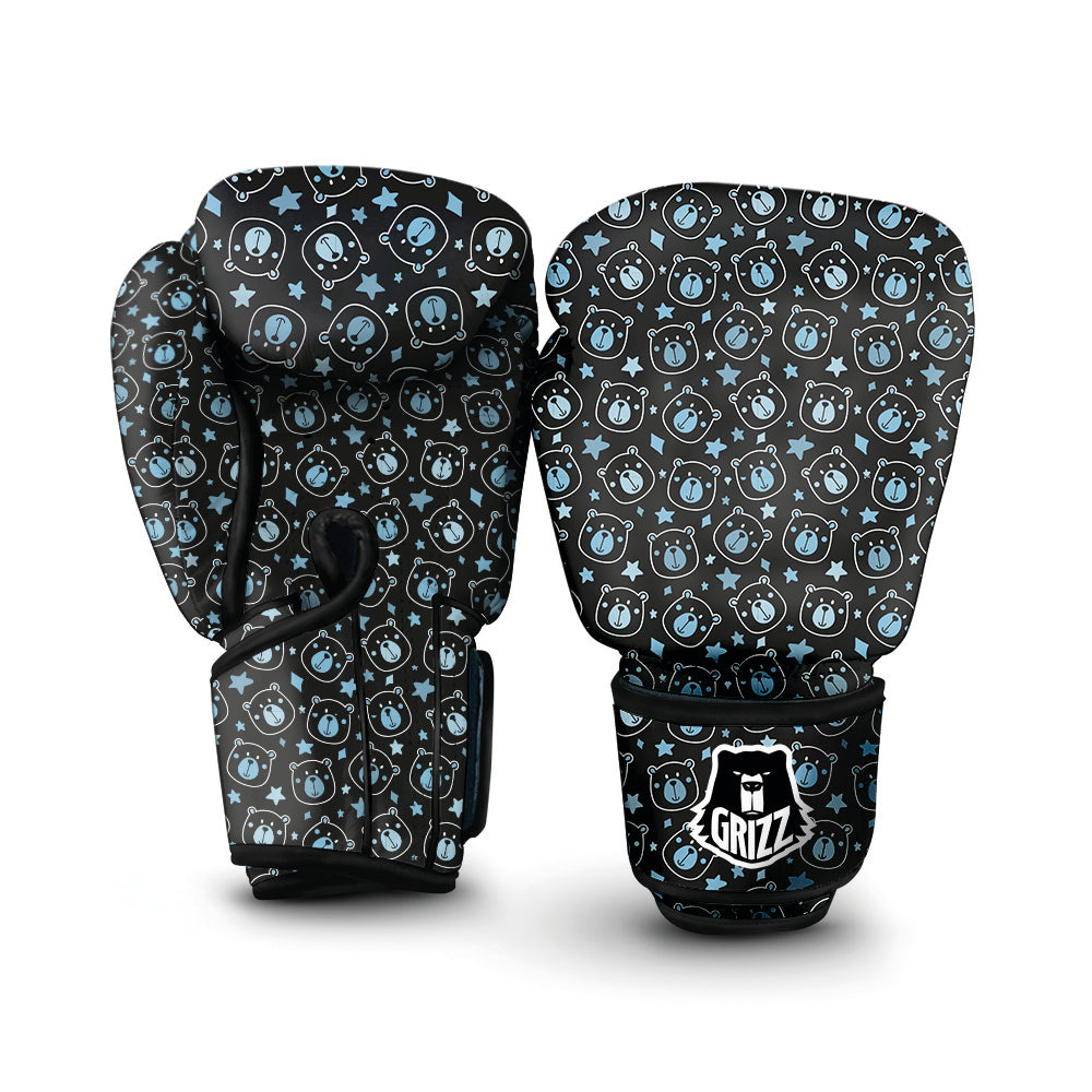 Cute Bear Black Print Pattern Boxing Gloves-grizzshop