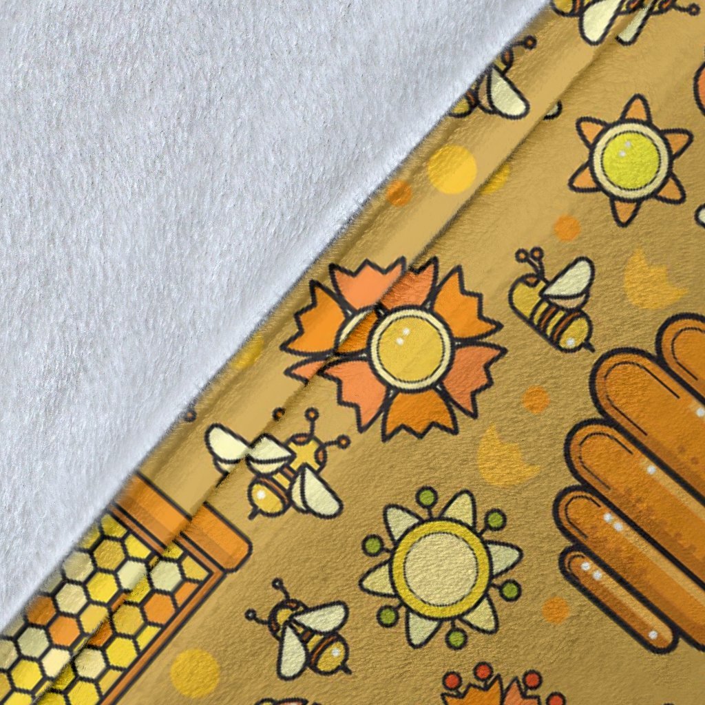 Cute Bee Honey Gifts Pattern Print Blanket-grizzshop