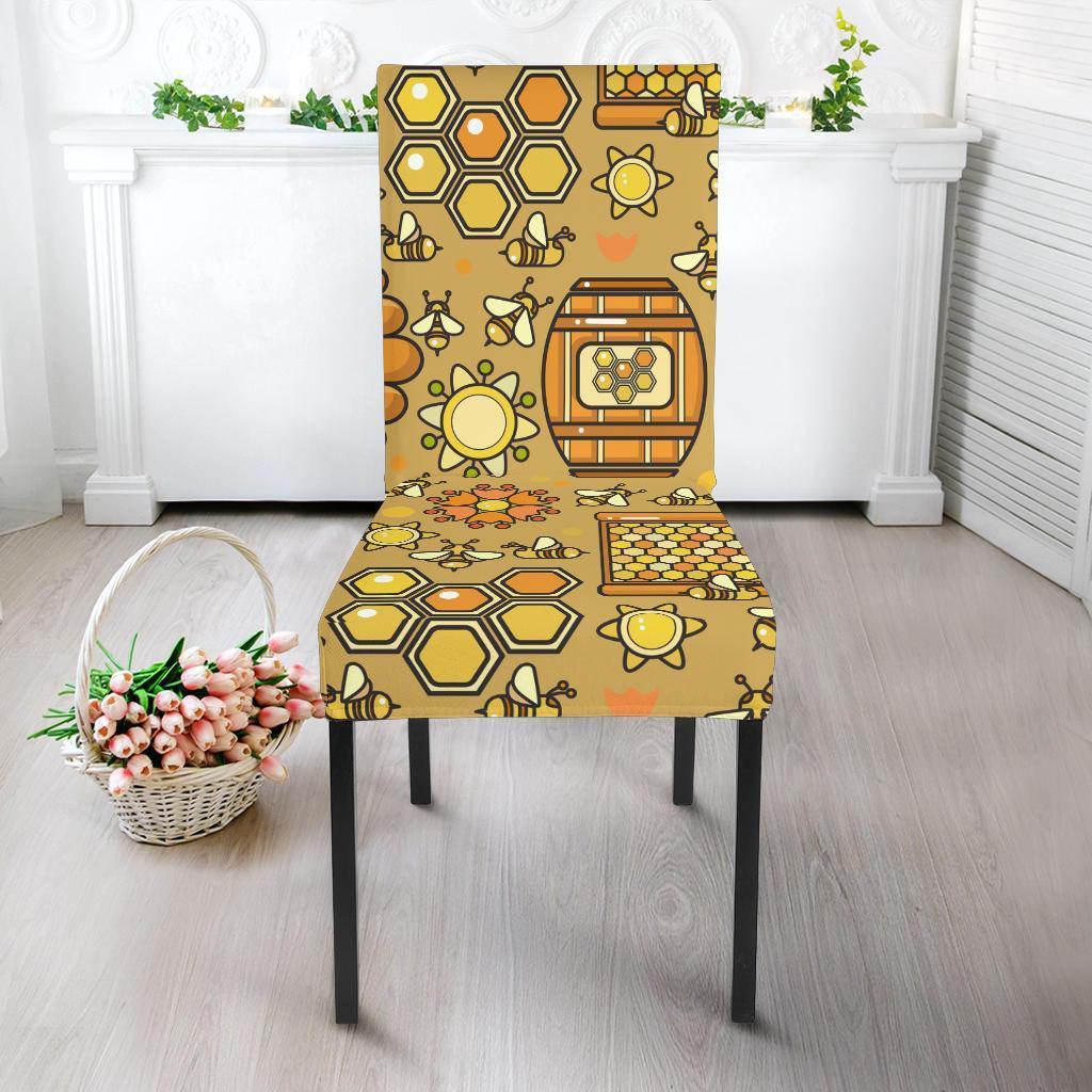 Cute Bee Honey Gifts Pattern Print Chair Cover-grizzshop