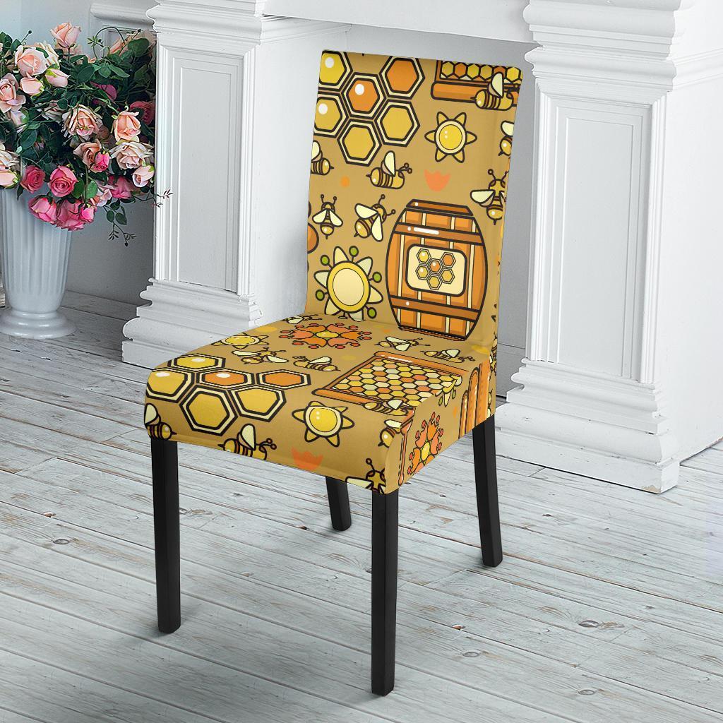 Cute Bee Honey Gifts Pattern Print Chair Cover-grizzshop