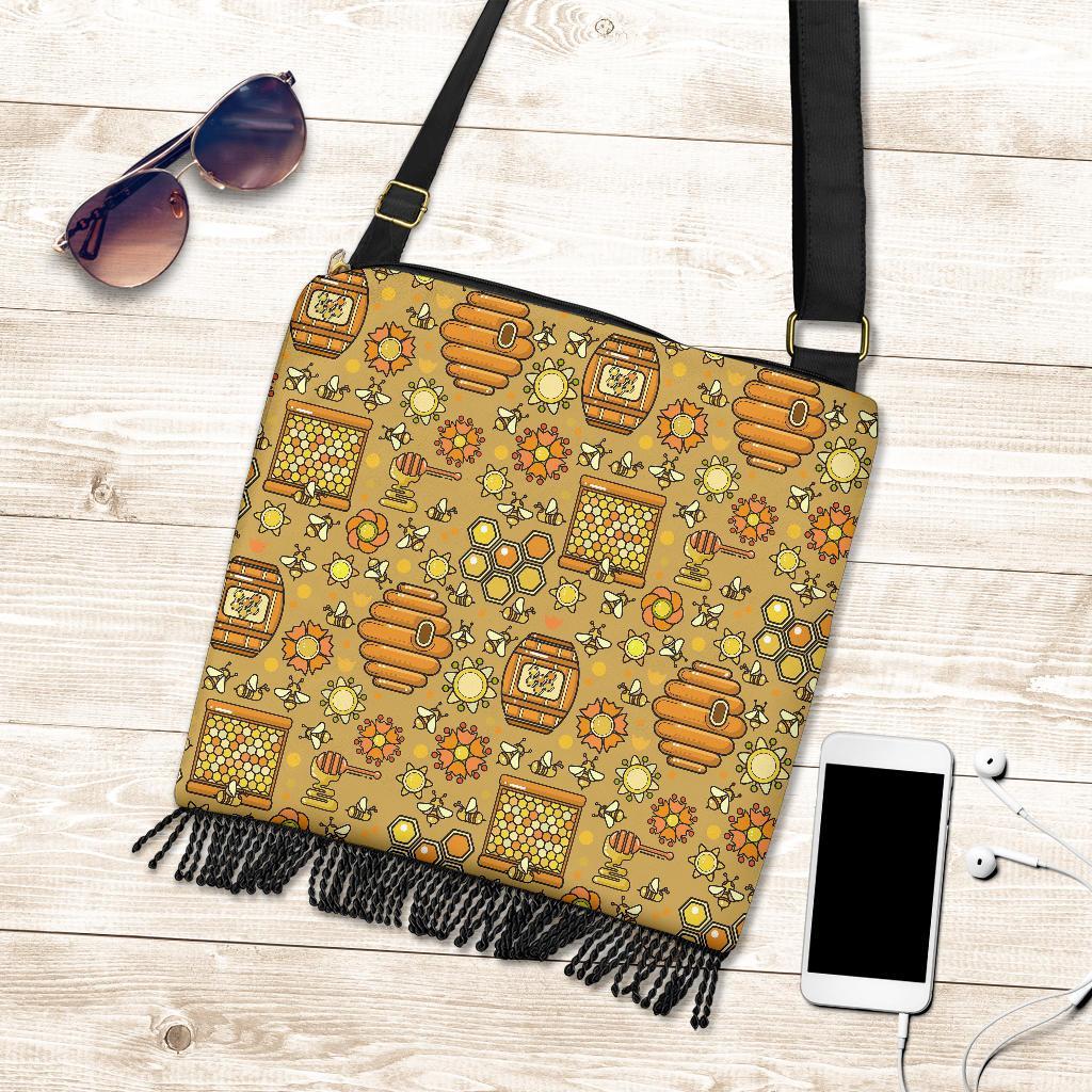 Cute Bee Honey Gifts Pattern Print Crossbody Bags-grizzshop