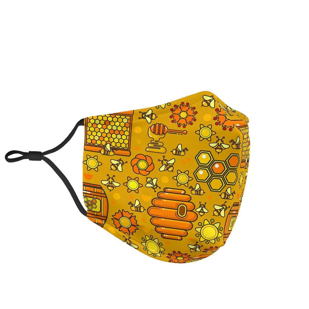 Cute Bee Honey Gifts Pattern Print Face Mask-grizzshop