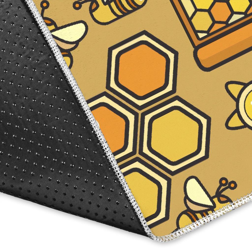 Cute Bee Honey Gifts Pattern Print Floor Mat-grizzshop