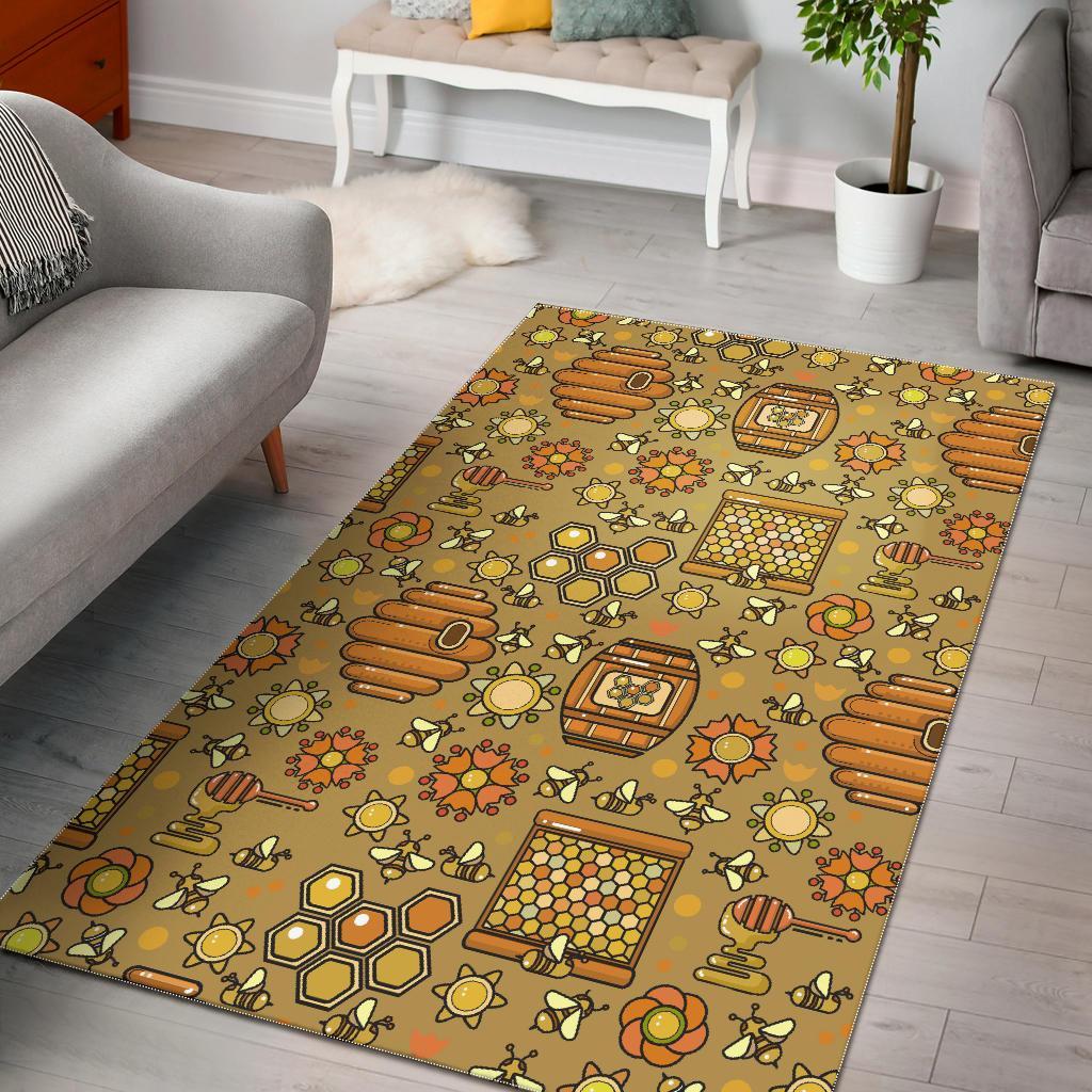 Cute Bee Honey Gifts Pattern Print Floor Mat-grizzshop