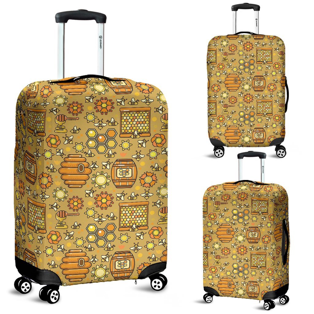 Cute Bee Honey Gifts Pattern Print Luggage Cover Protector-grizzshop