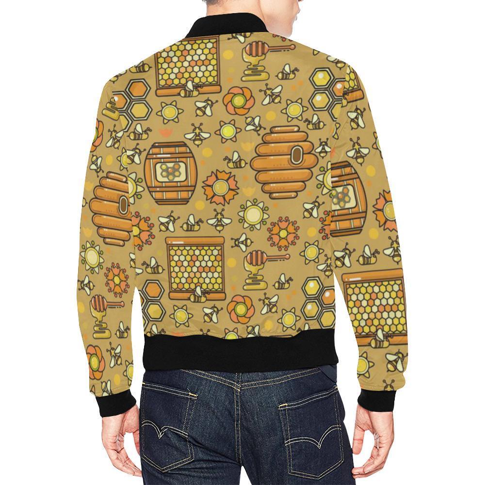 Cute Bee Honey Gifts Pattern Print Men's Bomber Jacket-grizzshop