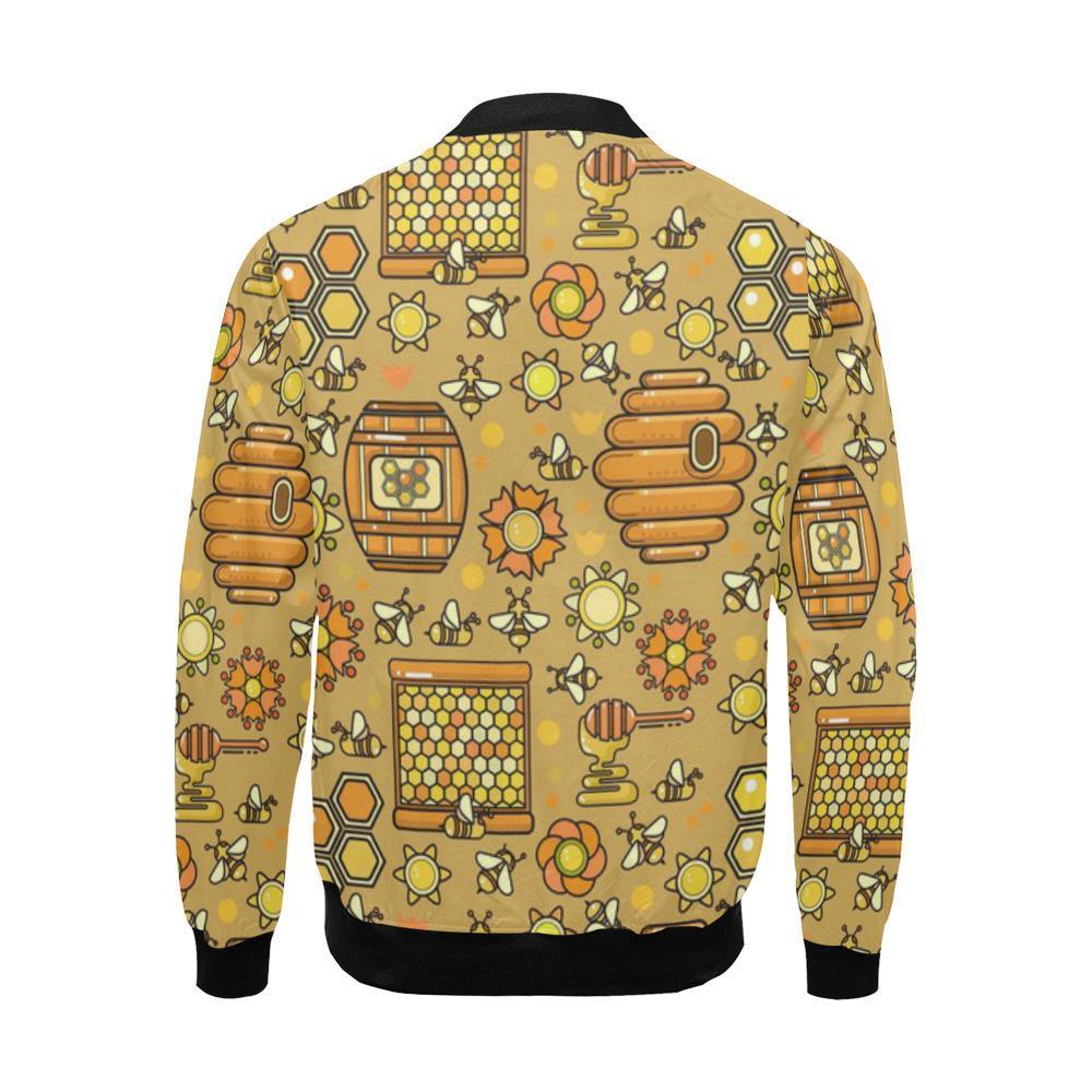 Cute Bee Honey Gifts Pattern Print Men's Bomber Jacket-grizzshop