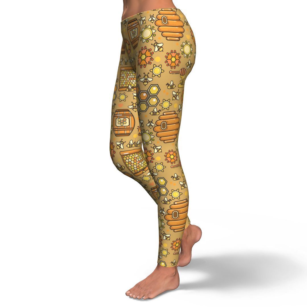 Cute Bee Honey Gifts Pattern Print Pattern Women Leggings-grizzshop