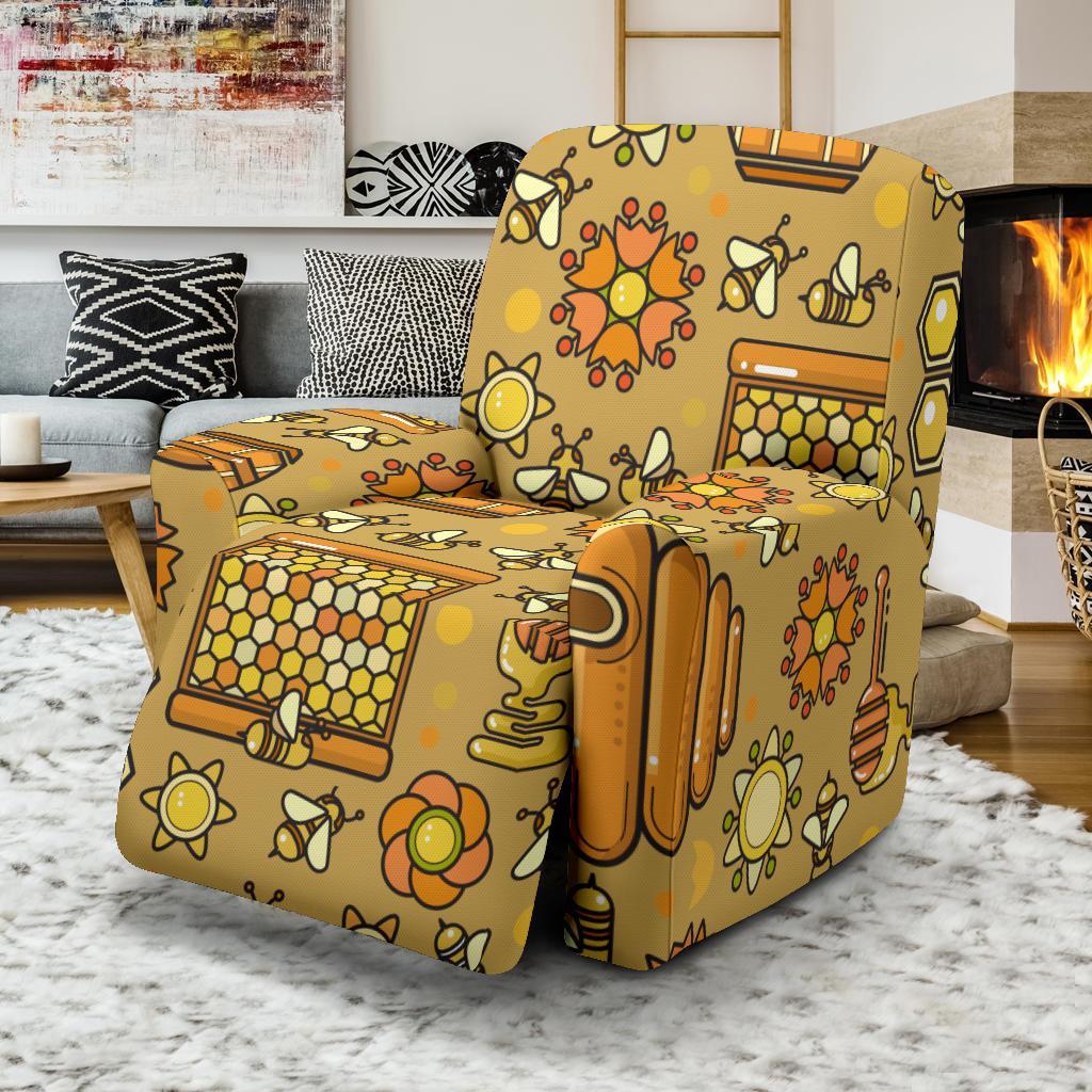 Cute Bee Honey Gifts Pattern Print Recliner Cover-grizzshop