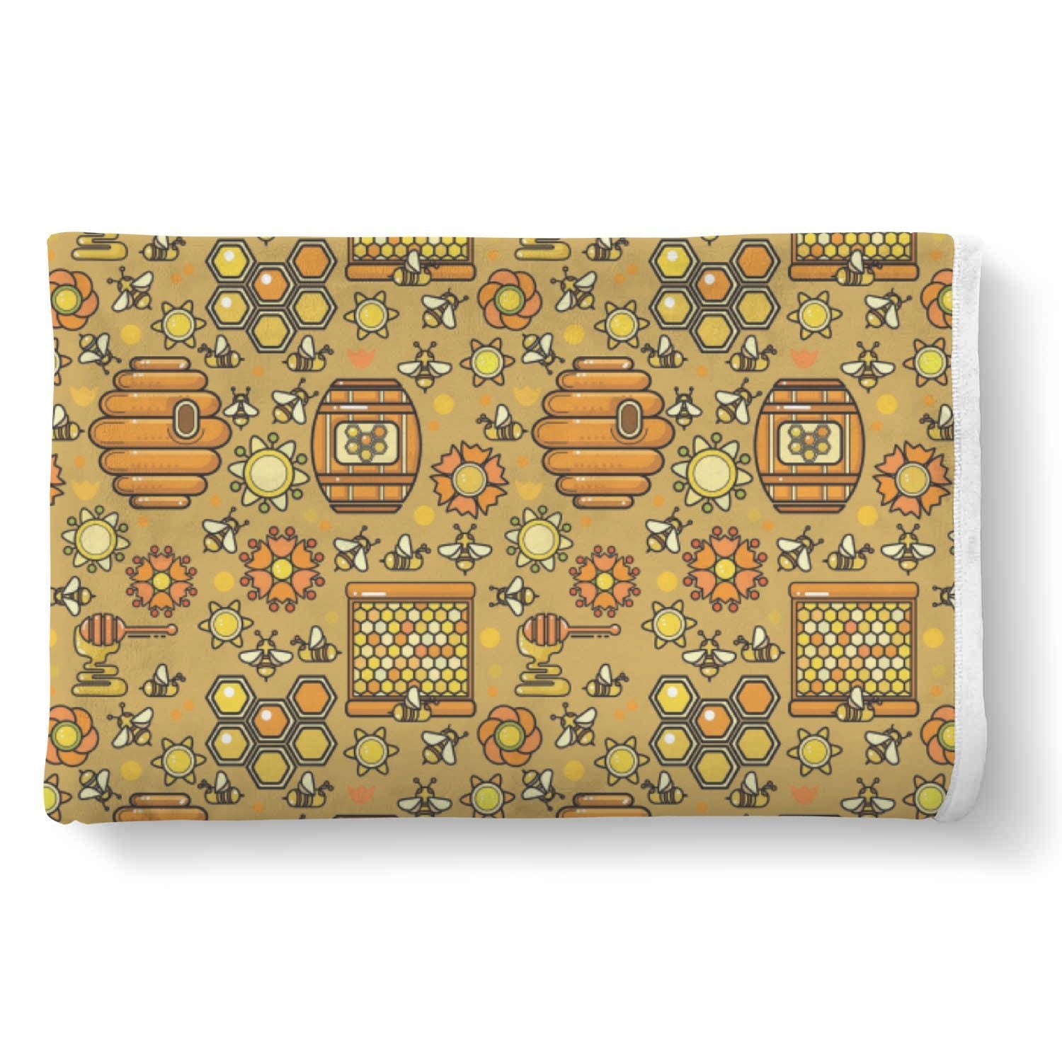 Cute Bee Honey Gifts Pattern Print Throw Blanket-grizzshop