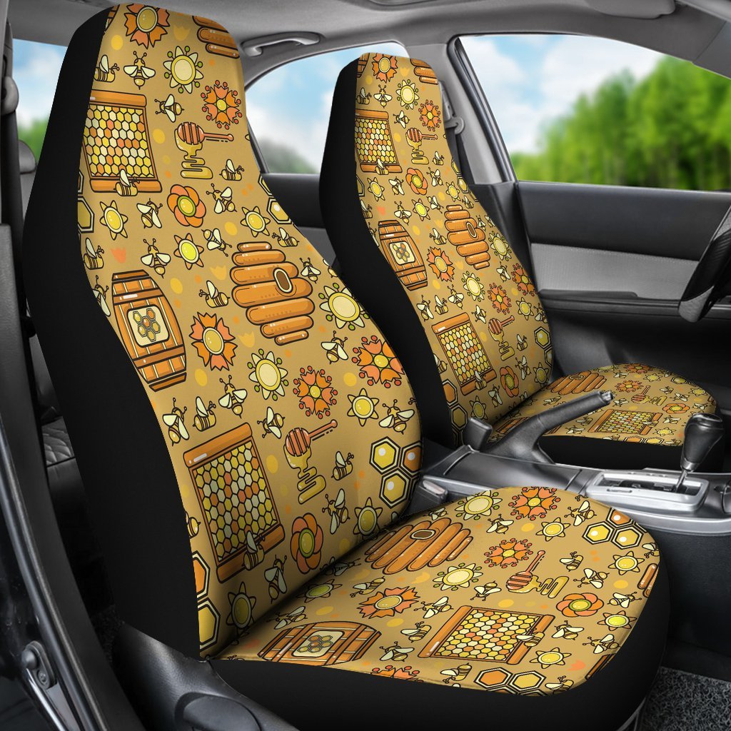 Cute Bee Honey Gifts Pattern Print Universal Fit Car Seat Cover-grizzshop