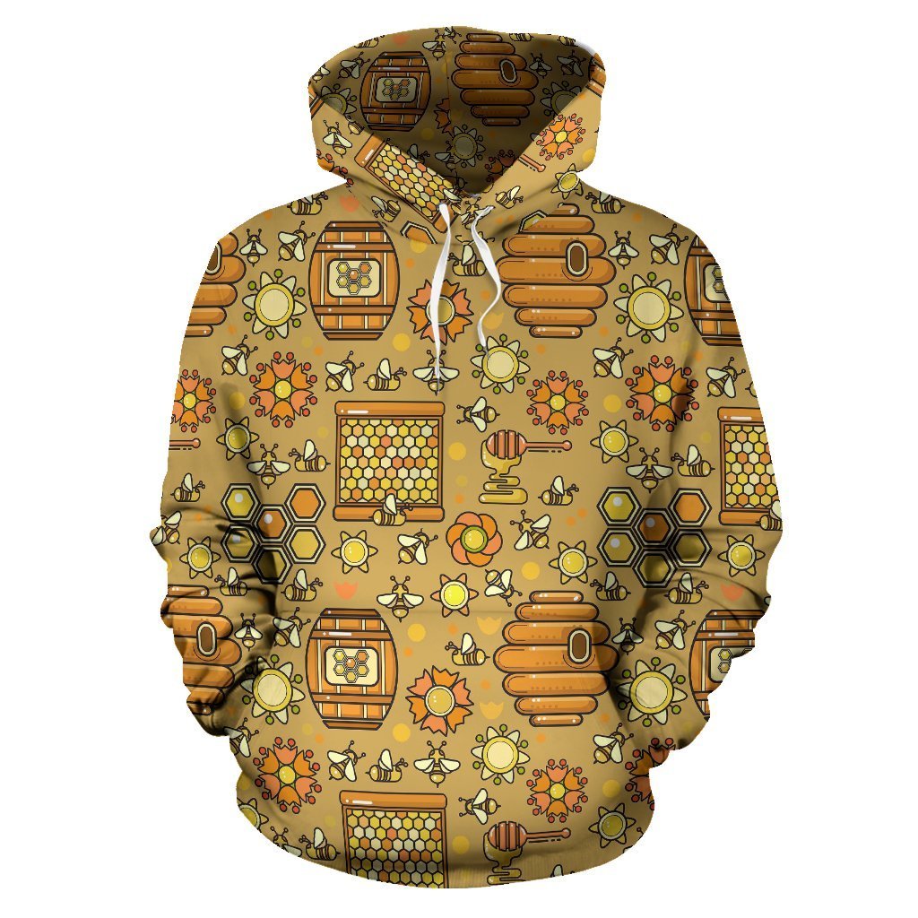 Cute Bee Honey Gifts Pattern Print Women Men Pullover Hoodie-grizzshop