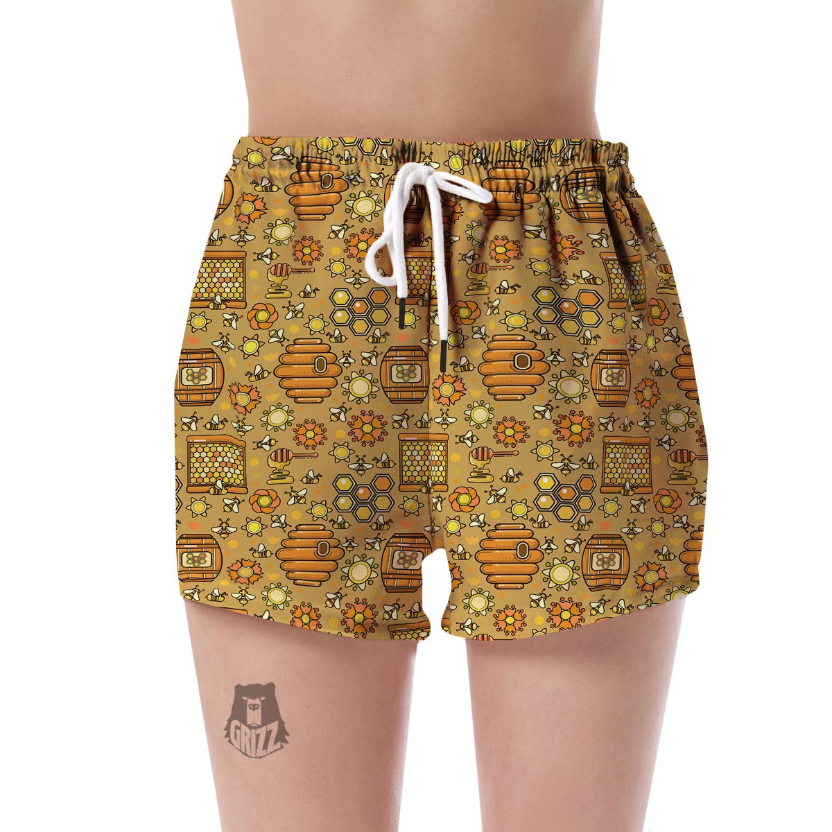 Cute Bee Honey Gifts Pattern Print Women's Shorts-grizzshop