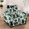 Cute Black Cat Print Armchair Cover-grizzshop