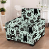 Cute Black Cat Print Armchair Cover-grizzshop