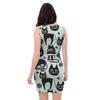 Cute Black Cat Print Bodycon Dress-grizzshop