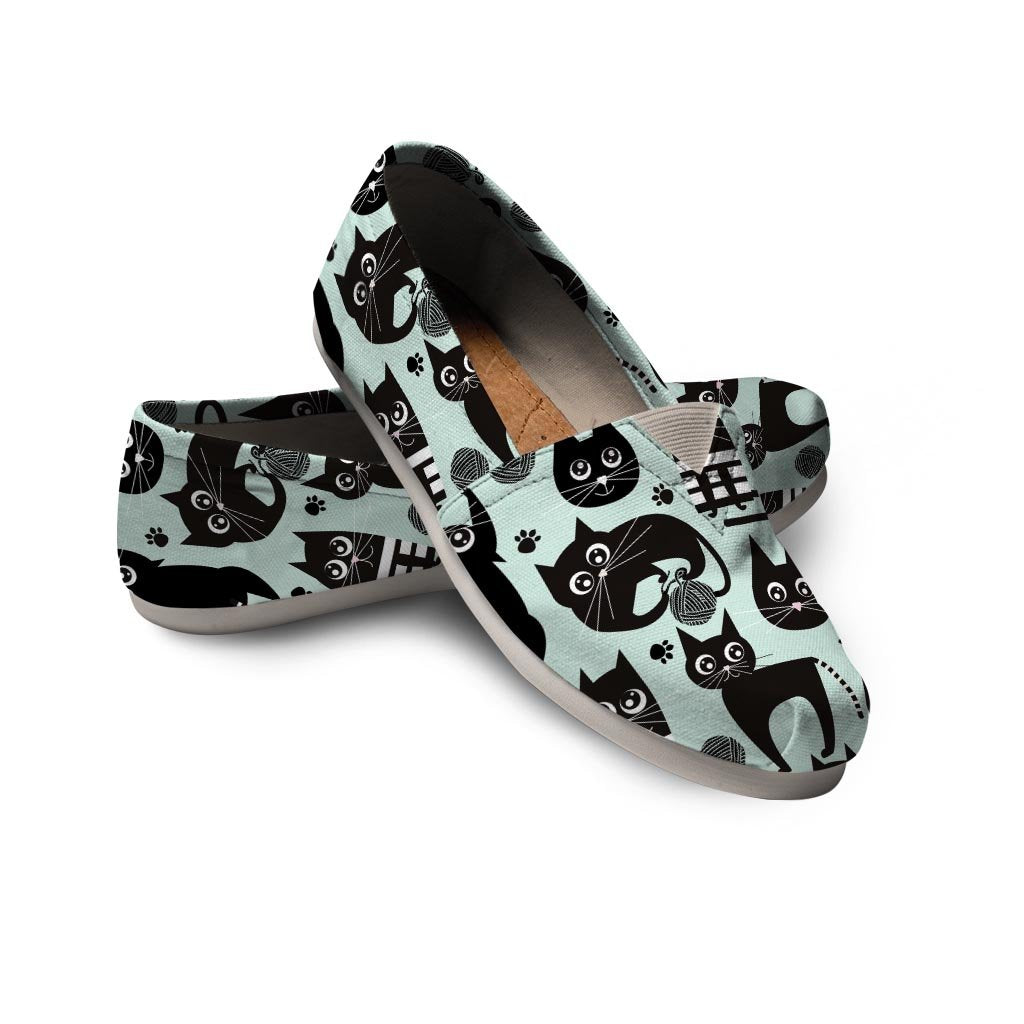 Cute Black Cat Print Canvas Shoes-grizzshop