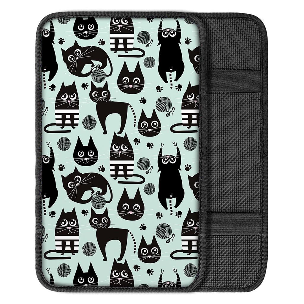 Cute Black Cat Print Car Console Cover-grizzshop