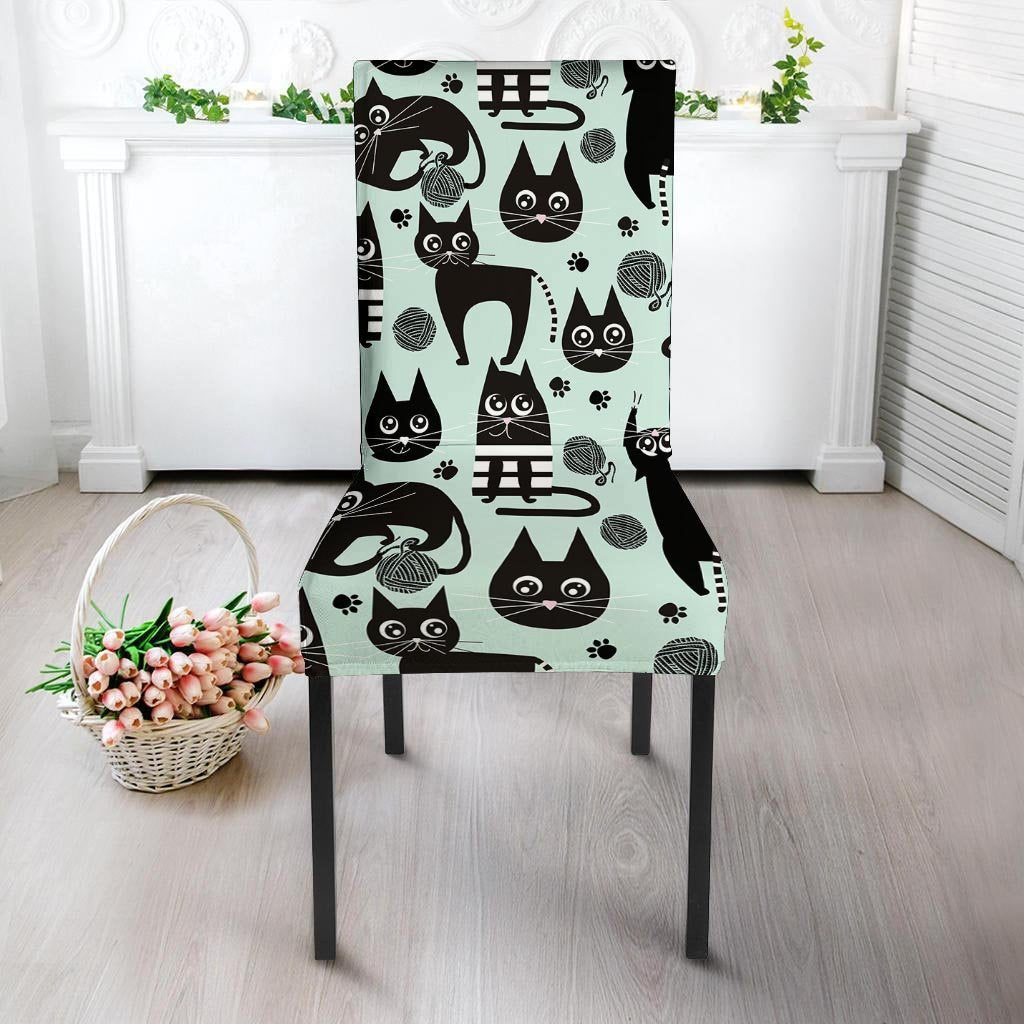 Cute Black Cat Print Chair Cover-grizzshop