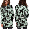 Cute Black Cat Print Hoodie Dress-grizzshop