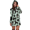 Cute Black Cat Print Hoodie Dress-grizzshop