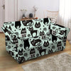 Cute Black Cat Print Loveseat Cover-grizzshop