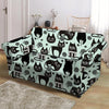 Cute Black Cat Print Loveseat Cover-grizzshop