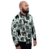 Cute Black Cat Print Men's Bomber Jacket-grizzshop