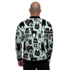 Cute Black Cat Print Men's Bomber Jacket-grizzshop