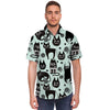 Cute Black Cat Print Men's Short Sleeve Shirt-grizzshop