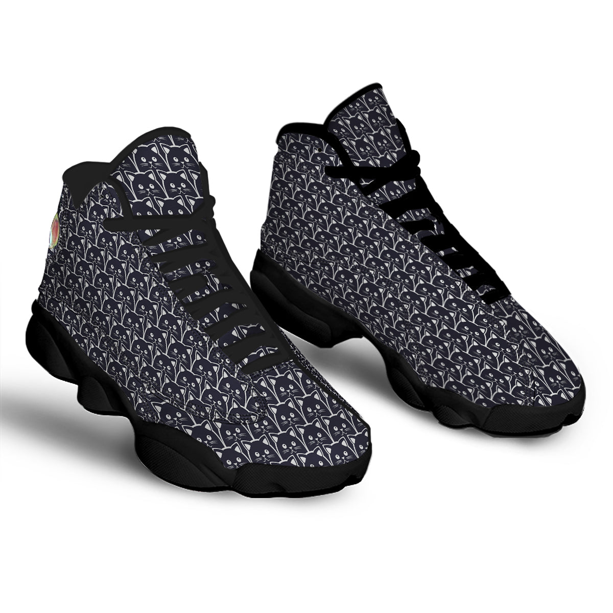 Cute Black Cat Print Pattern Black Basketball Shoes-grizzshop