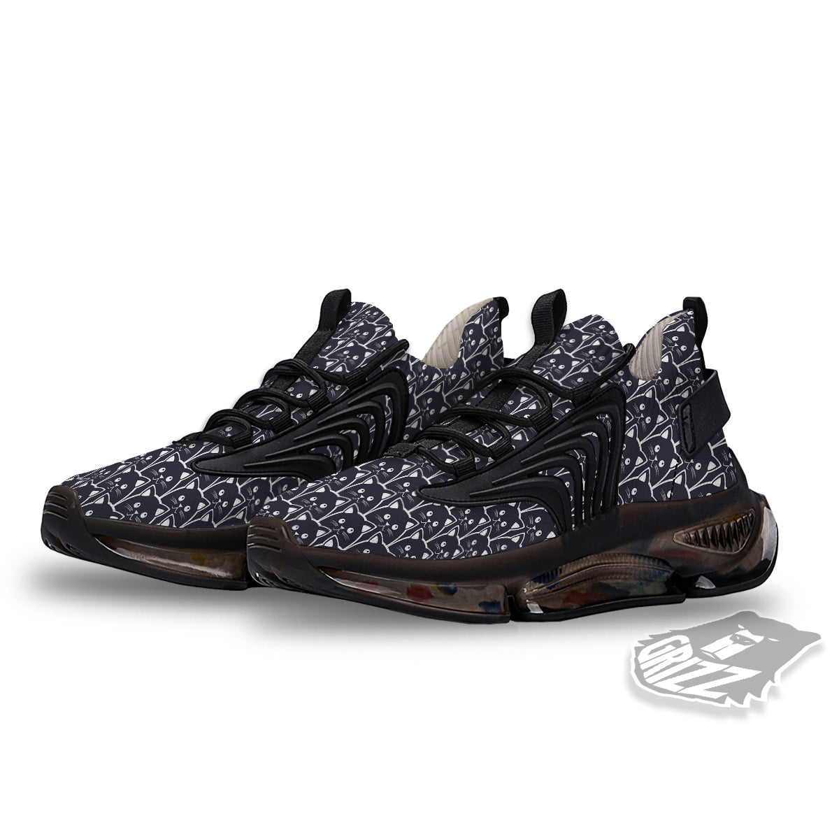 Cute Black Cat Print Pattern Black Gym Shoes-grizzshop