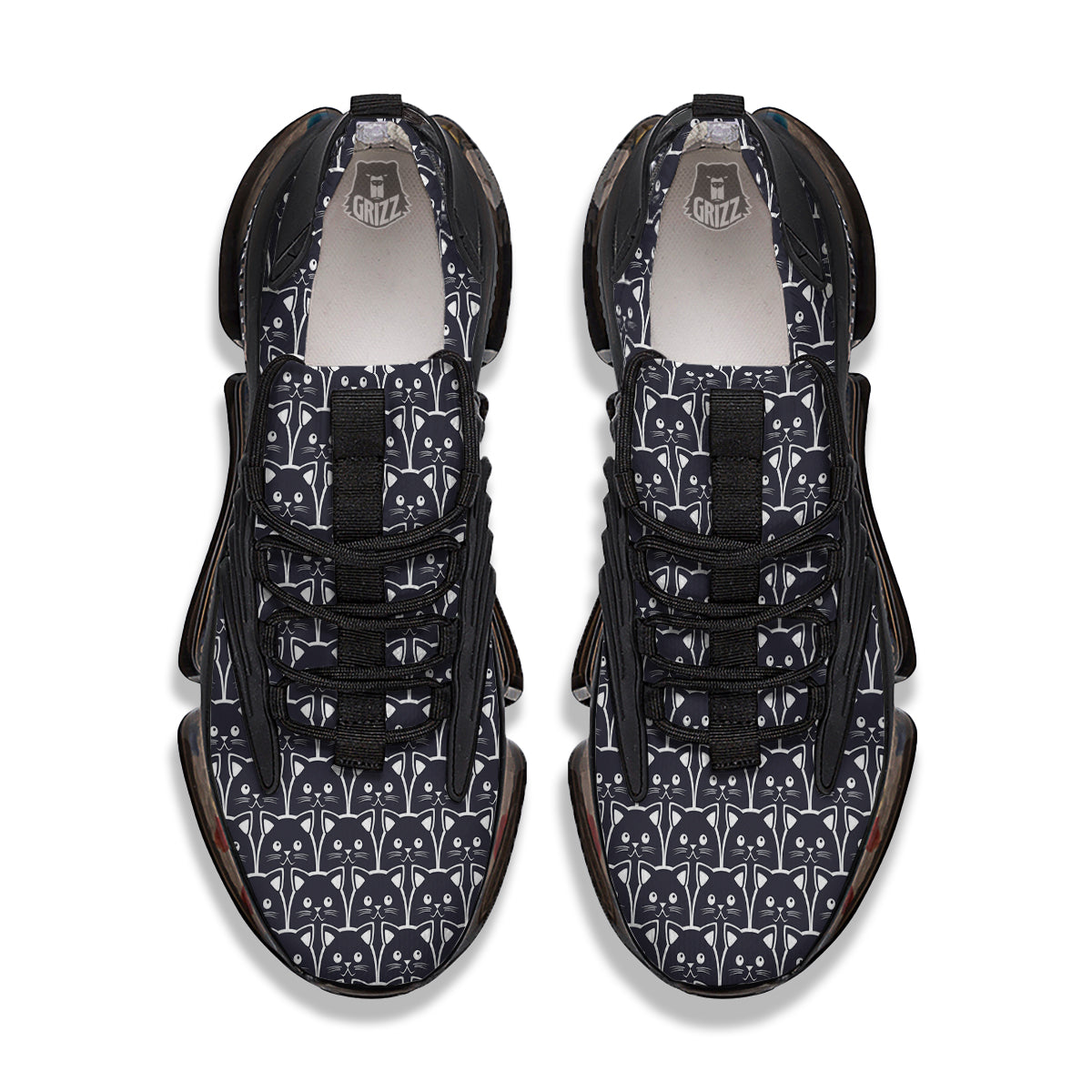 Cute Black Cat Print Pattern Black Gym Shoes-grizzshop