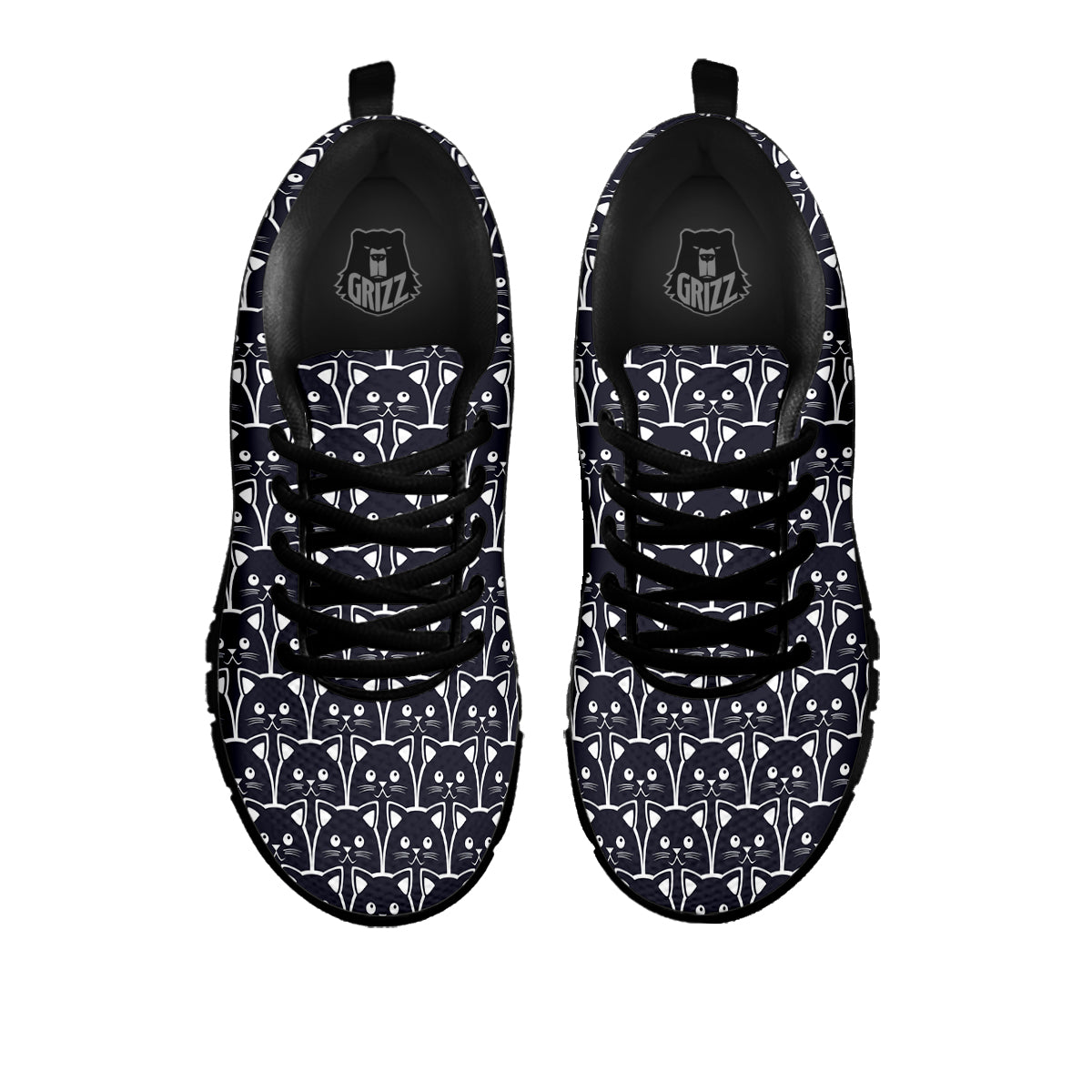 Cute Black Cat Print Pattern Black Sneaker-grizzshop
