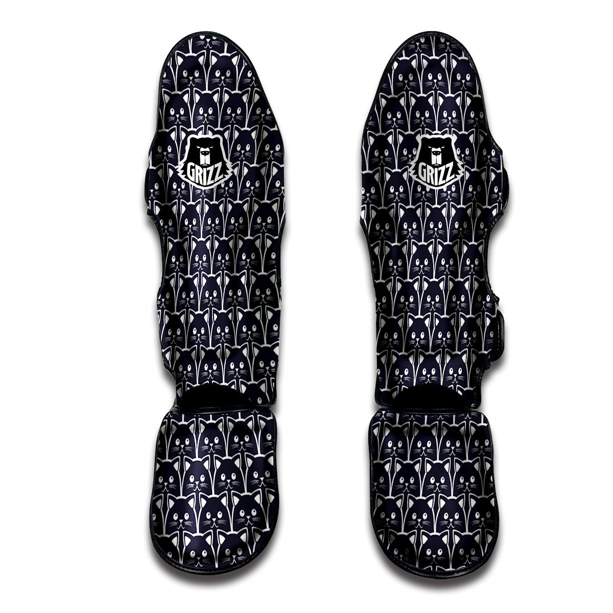 Cute Black Cat Print Pattern Muay Thai Shin Guards-grizzshop