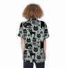 Cute Black Cat Print Women's Short Sleeve Shirts-grizzshop