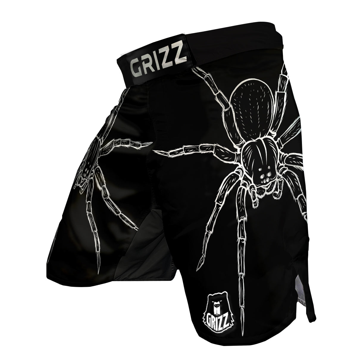 Cute Black White Spider Cartoon Print MMA Shorts-grizzshop