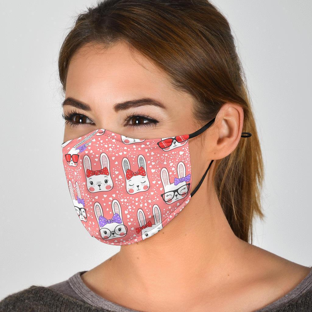 Cute Bunny Rabbit Pattern Print Face Mask-grizzshop