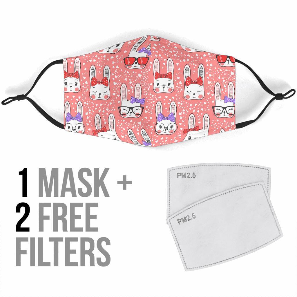 Cute Bunny Rabbit Pattern Print Face Mask-grizzshop