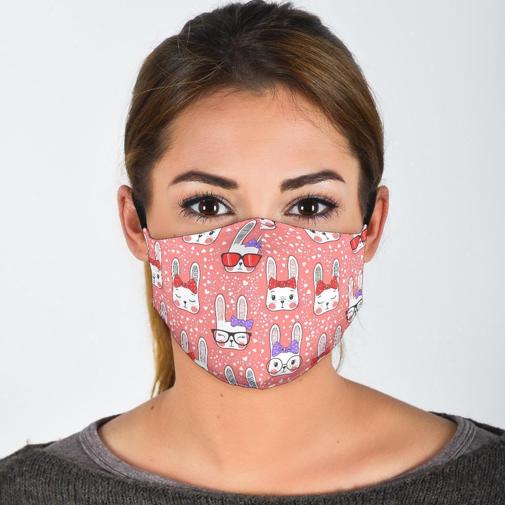 Cute Bunny Rabbit Pattern Print Face Mask-grizzshop