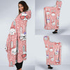 Cute Bunny Rabbit Pattern Print Hooded Blanket-grizzshop