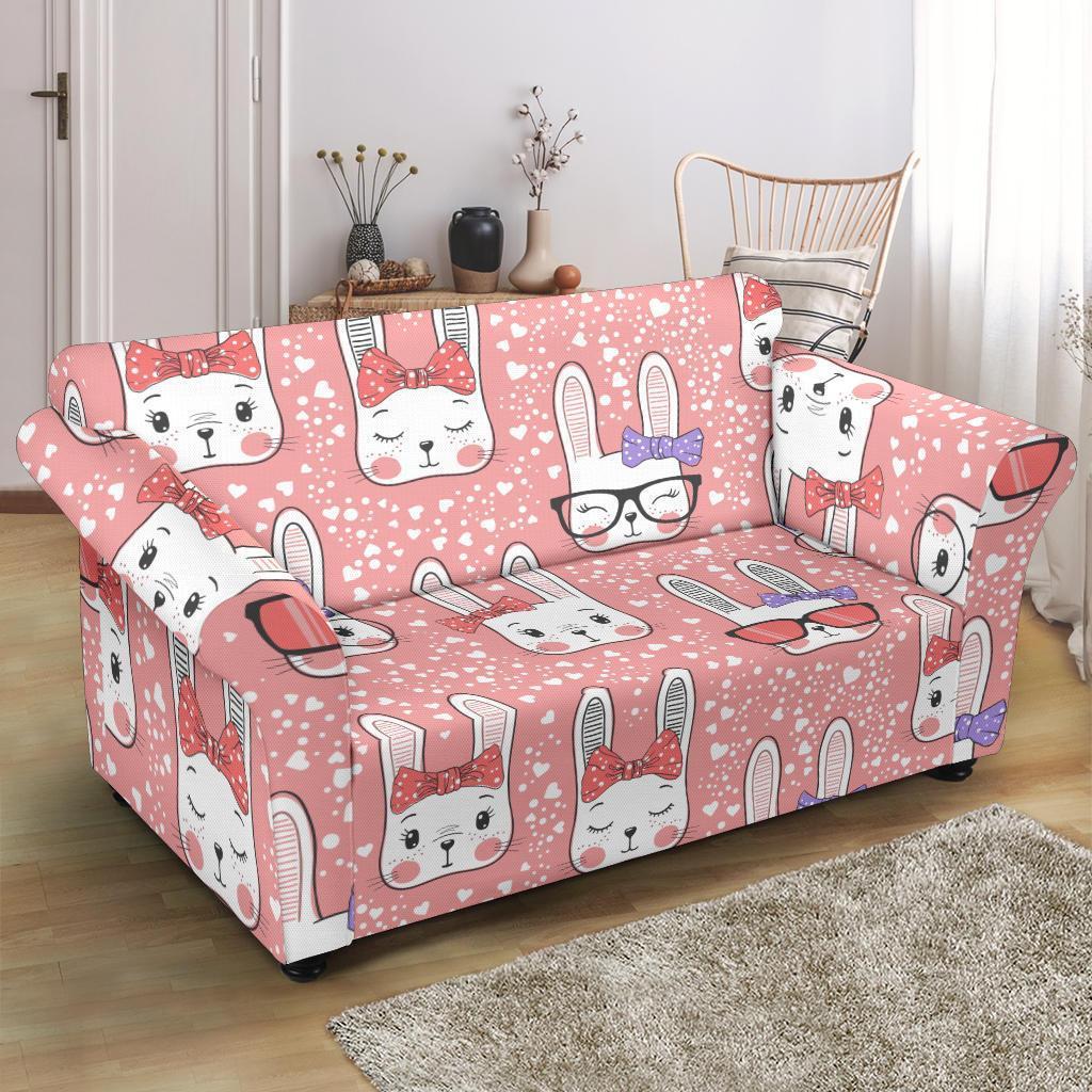 Cute Bunny Rabbit Pattern Print Loveseat Cover-grizzshop