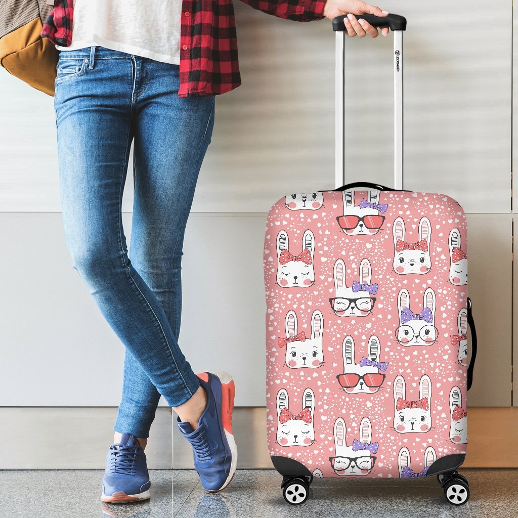 Cute Bunny Rabbit Pattern Print Luggage Cover Protector-grizzshop