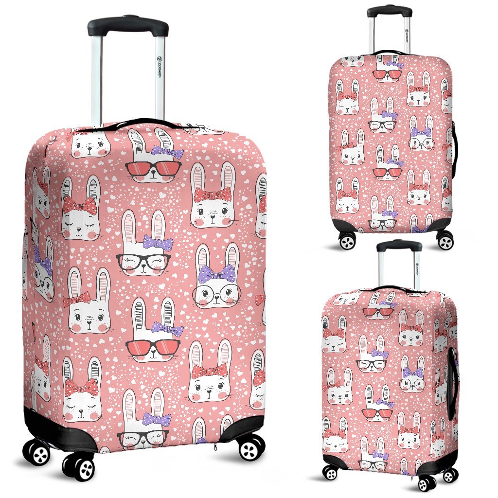 Cute Bunny Rabbit Pattern Print Luggage Cover Protector-grizzshop