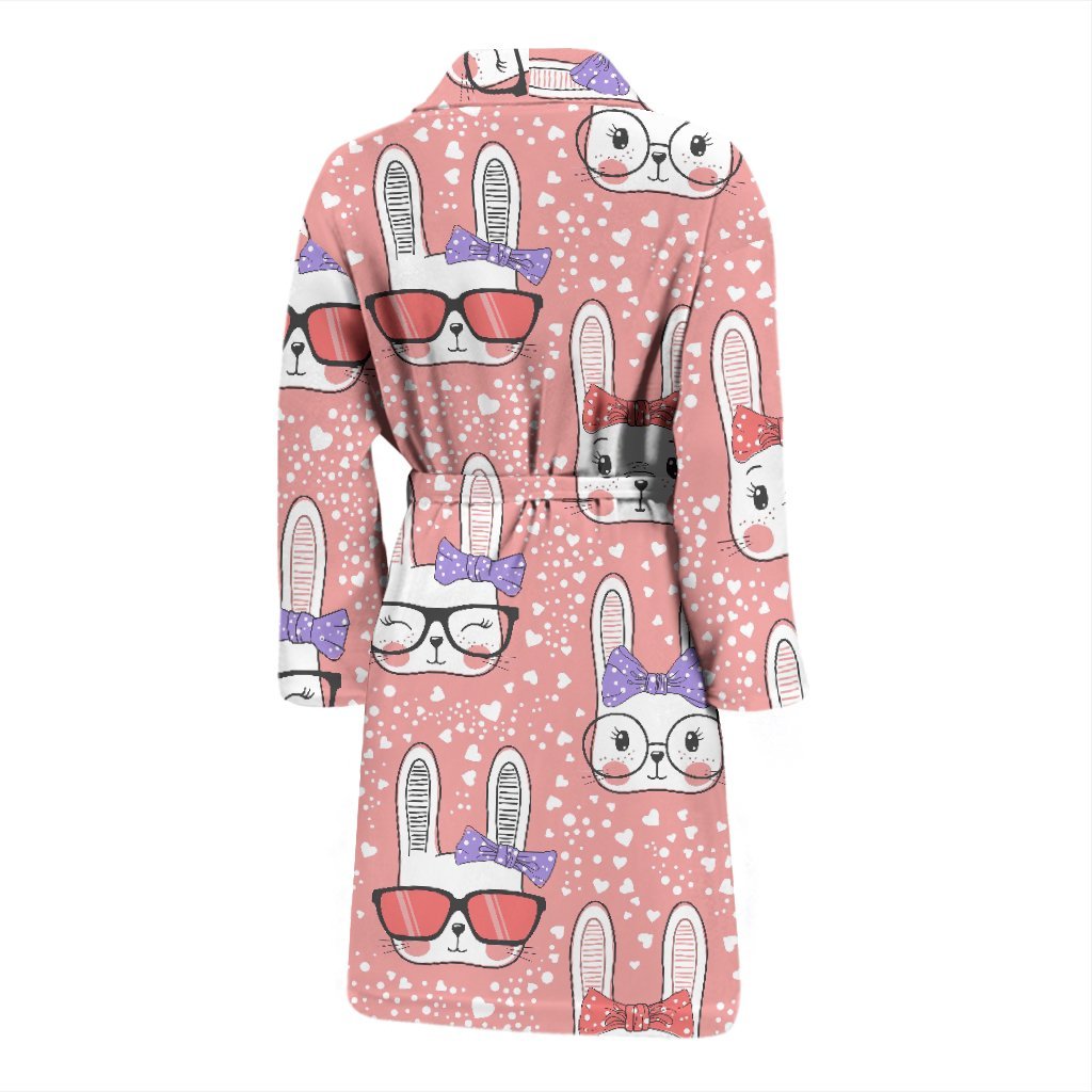 Cute Bunny Rabbit Pattern Print Men Long Robe-grizzshop