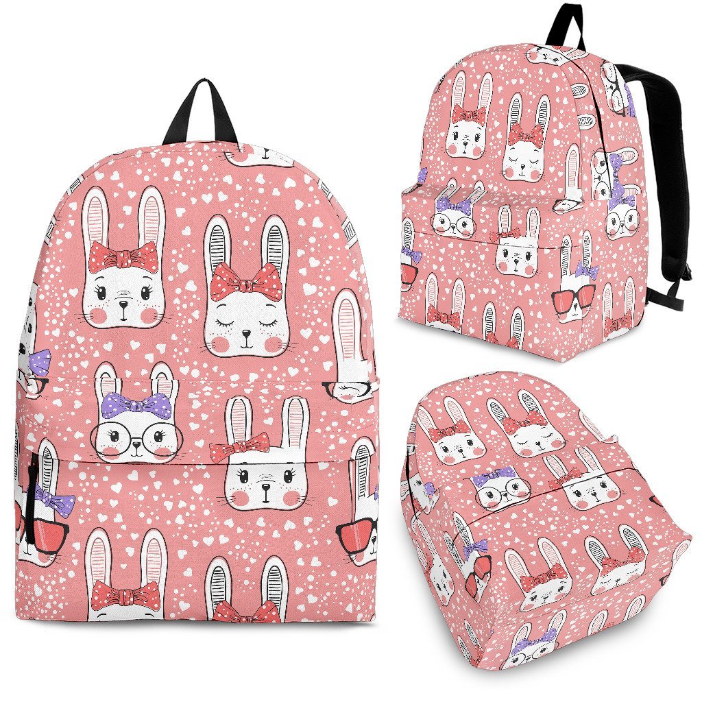 Cute Bunny Rabbit Pattern Print Premium Backpack-grizzshop